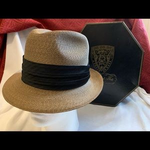 VTG CHARLES KNOX HATTER BROWN FEDORA HAT SIZE 7 1/4 CAVANAGH NEW YORK HAT BOX